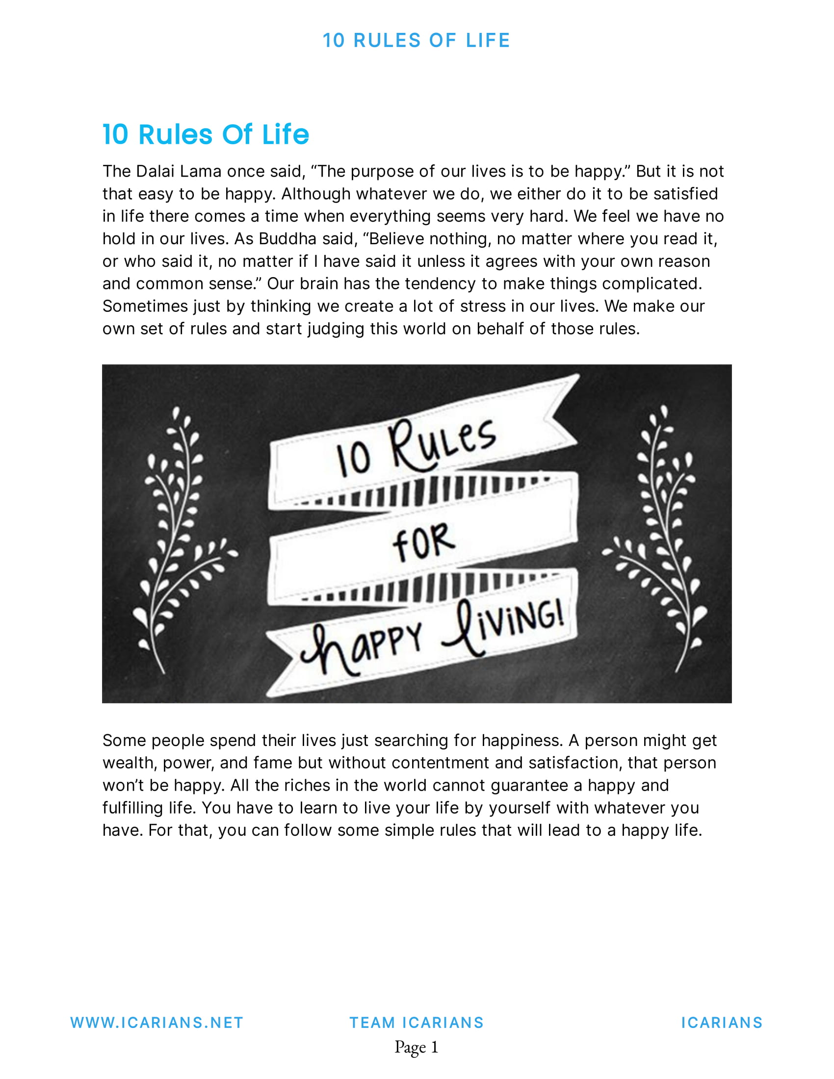 10 RULES OF LIFE